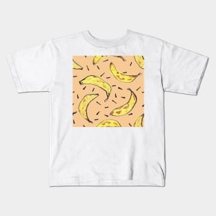 Bananas pattern on tequila sunrise Kids T-Shirt